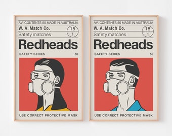 REDHEADS SAFETY MATCHES Poster Print Australia Hacienda New Order Helvetica Joy Division Hearing Protection Japan Tokyo Ikea Factory Records