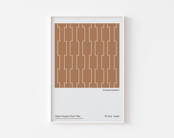 PLAZA RABIN Impresión de póster Tel Aviv Bauhuas Frank Lloyd Wright Israel Modernismo de mediados de siglo Brutalista Arquitectura de kibutz Acera de Río Eames