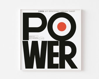 POWER Typography Poser Print | Inspired by Blue Note LP Cover Art Larry Young Unity Mid Century Modern Vinyl Swiss Typography Peace Jazz