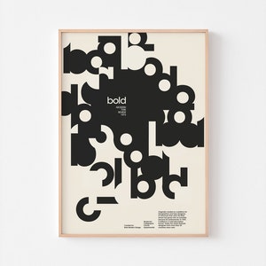 Póster de revisión de tipografía moderna BOLD de 1973, impresión de mediados de siglo, ags Basel, exalumnos de diseño gráfico, tipografía suiza, Armin Hofmann Bauhaus, fuente Helvética