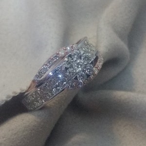1.23 Ct Diamond Engagement Ring , , Diamond Cluster Ring , Wedding Ring 14K Solid Gold