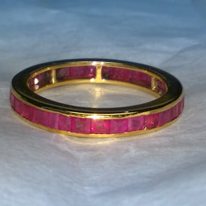 3.78 Ct Natural Ruby Eternity Engagement Wedding Ring 14K Gold