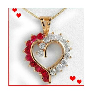 Valentine&#39;s Special Natural Ruby Diamond Heart Pendant 14K Solid Gold