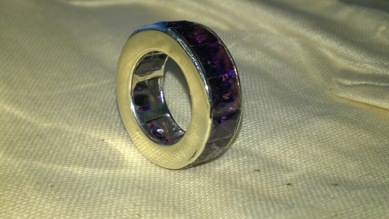 22 Ct Natural Amethyst Eternity Ring Made of Sterling Silver