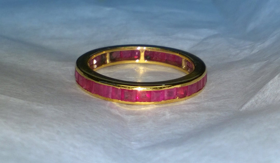 3.78 Ct Natural Ruby Eternity Engagement Wedding Ring 14K Gold - Etsy