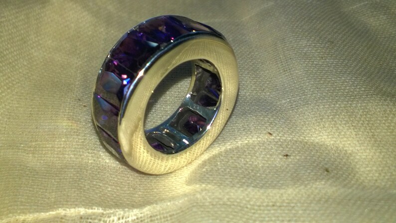 22 Ct Natural Amethyst Eternity Ring Made of Sterling Silver
