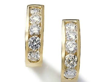 Aros especiales de diamantes naturales reales de 0,55 ct en oro amarillo macizo de 14 quilates