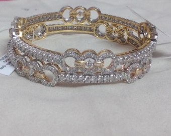 9.91 Ct Real Diamond Bangles 14K Solid Gold