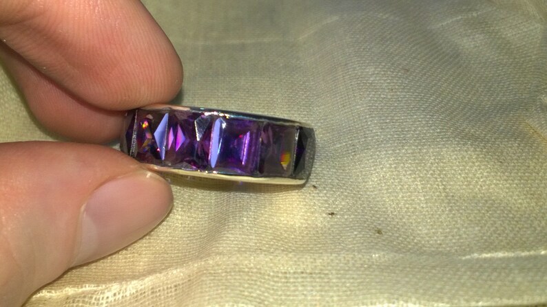 22 Ct Natural Amethyst Eternity Ring Made of Sterling Silver