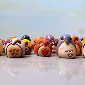 Set of two whimsical miniature owls