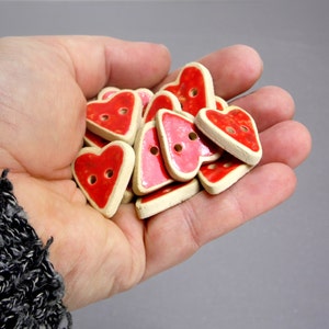 Set of 4 heart ceramic buttons, DIY