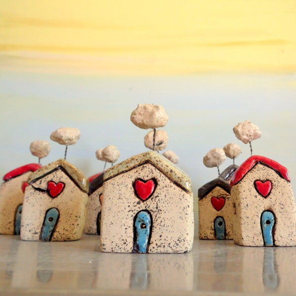 Tiny Ceramic House, Unique Gift Idea, Miniature House, Small Clay House, Valentine Gift, House Warming Gift, Ceramics And Pottery, Tiny Gift