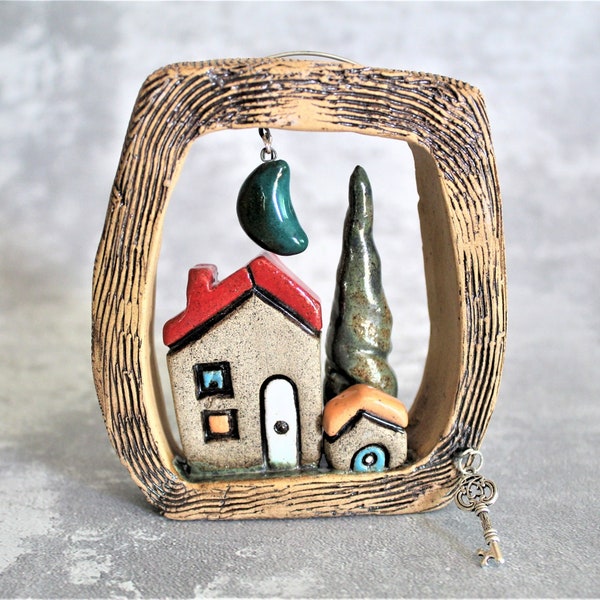 Ceramic Wall Hanging, Clay Wall Decor, Whimsical Art, Wall Hanging, Nursery decor, Rustic Home Decor, Ceramics & pottery, Ceramic Decor, Art