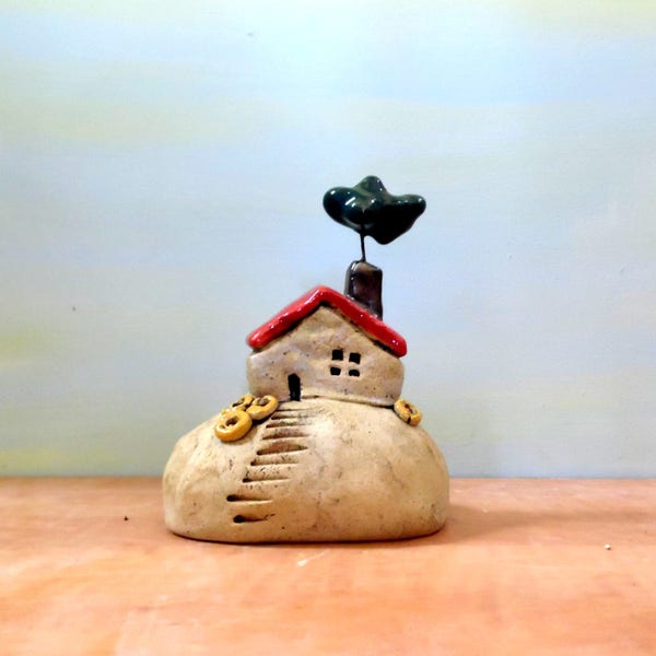 Ceramic sculpture, Rustic house, Miniature house , Little house, Ceramics and pottery, Beach house, Clay house, Rustic home decor, Whimsical