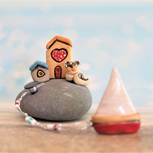 Tiny Ceramic House, Gift For Cat Lover&#39;s, Gift For Mother&#39;s Day, Ceramic Home Decor, Miniature Ceramics, Small Clay House, Tiny Gift Idea