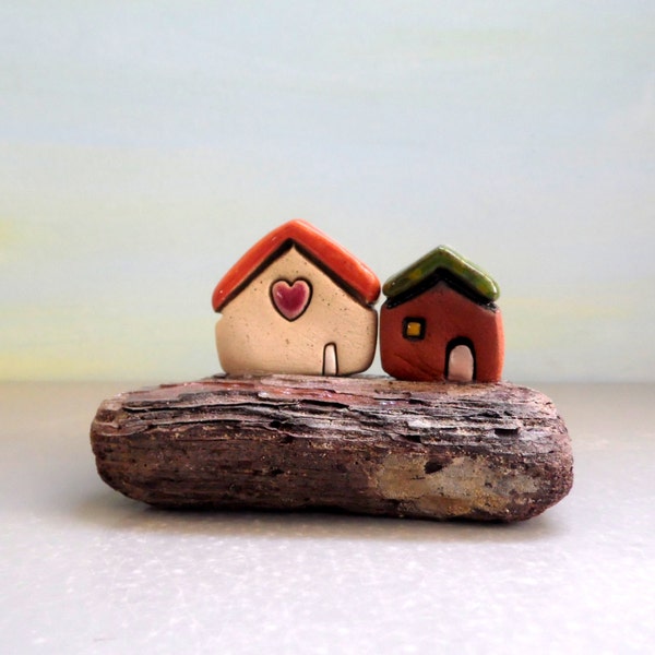 Art & Collectibles Sculpture Figurines, Small Houses Little Neighborhood, I Love You Gift , Housewarming gift , Tabletop Decor Gift For Home