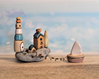Cearamic houses miniature sculpture