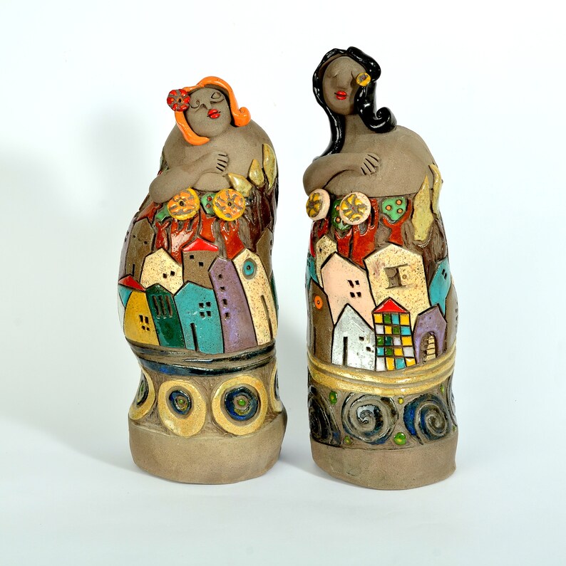 Women Ceramic Sculpture Set of Two Female Ceramic Figures / Etsy