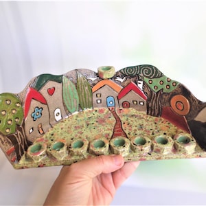 Chanukiah, Menorah, Judaica, Jewish Home, Israeli Gift, Hanukkah Decor, Handmade Judaica, Modern Judaica, Ceramic Hanukkia, Hanukkah Lights