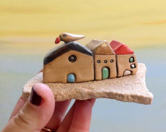 Little houses, Ceramic houses, beach art, Sculpture, Miniatures, Rustic home decor, Love gift, New home, Housewarming gift, Home sweet home
