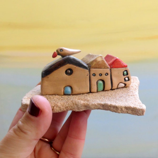 Little houses, Ceramic houses, beach art, Sculpture, Miniatures, Rustic home decor, Love gift, New home, Housewarming gift, Home sweet home