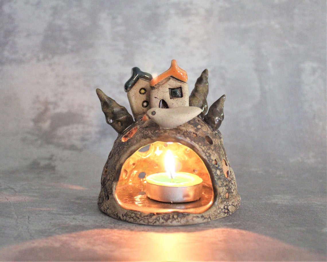 Ceramic burner Ceramic house candle holder Pottery T light Etsy