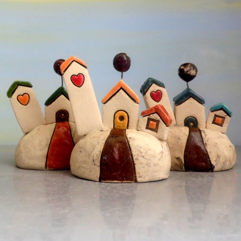 Ceramic Miniature House, Ceramic Collectibles, Tiny Ceramic House, Clay Sculpture, Ceramic and Pottery, Tiny Ceramic Home, Rustic Home Decor image 2