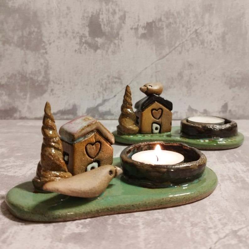Small handmade dish for candle or jewelry keeping, Tea light holder, Small gift for her, Whimsical ceramic gift, Ring holder, Candle holder image 2
