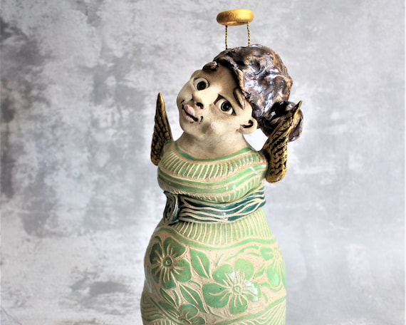 Ceramic Figurine Angel Figurine Angel Art Sculpture Ceramic | Etsy