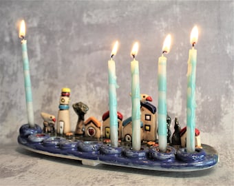 Chanukiah, Jewish Wedding Gift, Menorah, Hanukkah Gift, Hanukkah Decor, Handmade Hanukkiah, Hanukkia Gift, Hanukkah Lights, Israeli Judaica