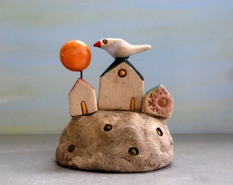 Ceramic Miniature House, Doll House, Ceramic and Pottery, Clay Art Sculpture, Tiny Ceramic House, Tiny Ceramic Home, Rustic Home Decor, Art