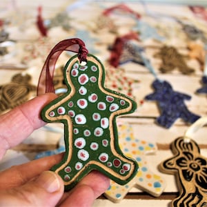 Ceramic Gingerbread Ornament, Christmas Tree Decorations Set, Christmas Ornaments, Ceramic Ornaments, Clay Ornament, 3 Gingerbread Man Set