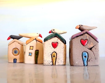 Handmade Ceramic House, Tiny Ceramic House, Doll House, Rustic Ceramic Home Decor, House Warming Gift, Ceramics And Pottery, Tiny Gift Idea