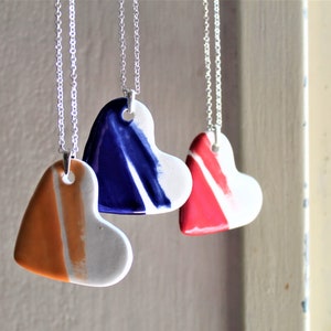 Heart Necklace, Porcelain Necklace, Porcelain Heart, Unique Jewelry, Handmade Ceramic Necklace, Ceramic Jewelry, Ceramic Heart Necklace