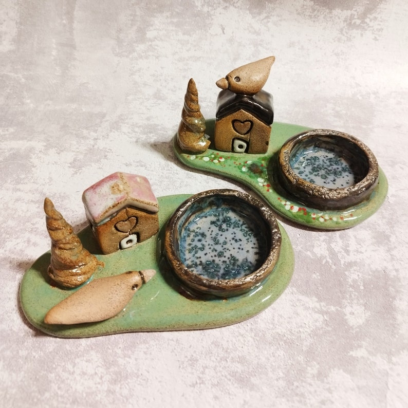 Small handmade dish for candle or jewelry keeping, Tea light holder, Small gift for her, Whimsical ceramic gift, Ring holder, Candle holder image 3