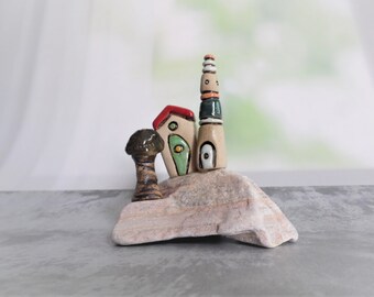 Home and living ceramic and stone miniature, Unique gift and home decor, Mediterranean art