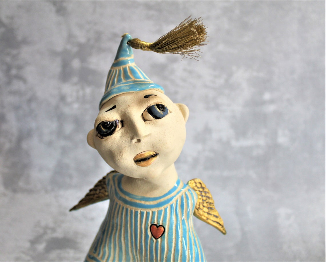 Blue Angel, Ceramic Sculpture, Fine Art Ceramics, Angel Statue, Angel ...