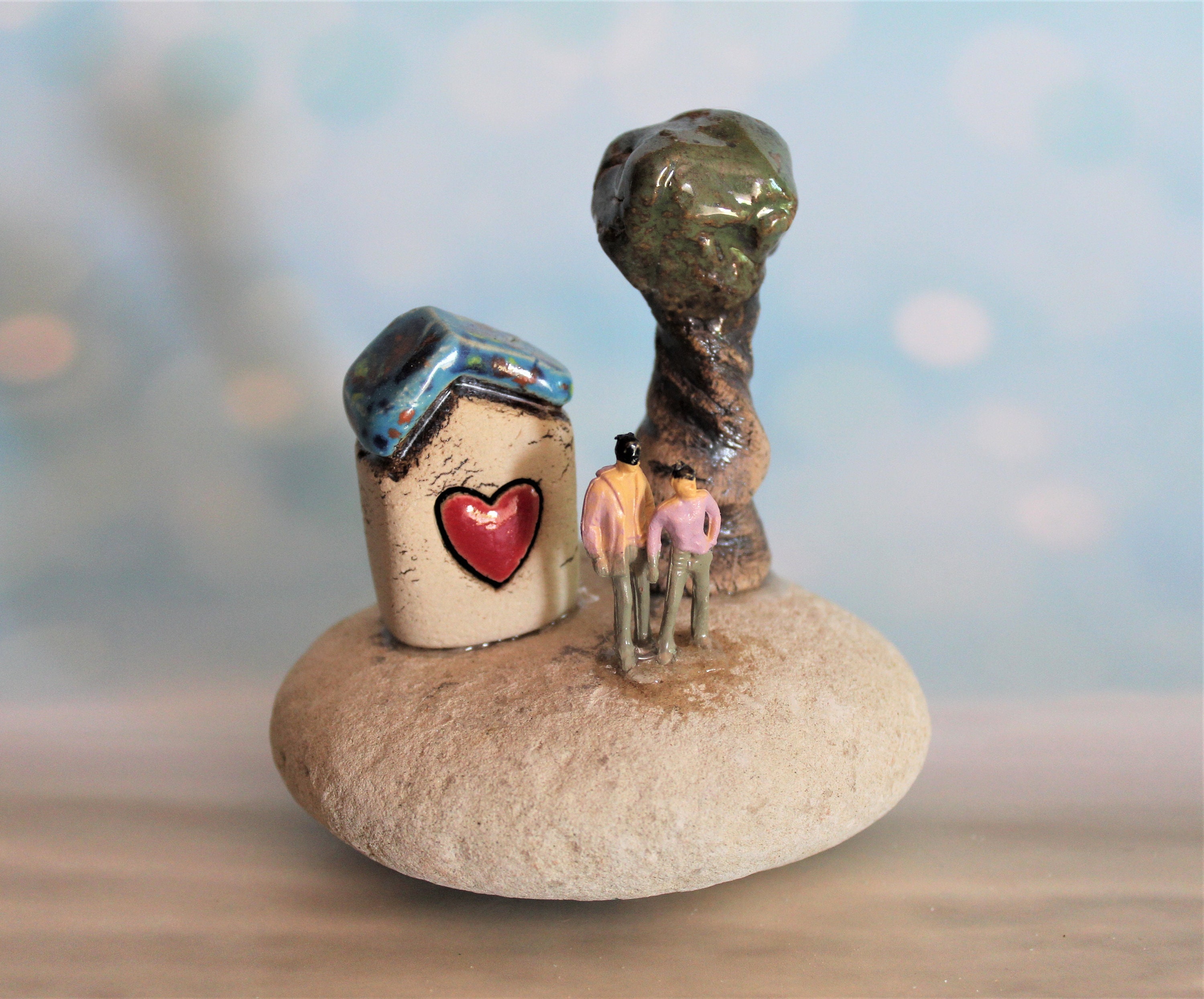 Ceramic Miniature Art, Miniature Sculpture of a Beach Scene Including ...