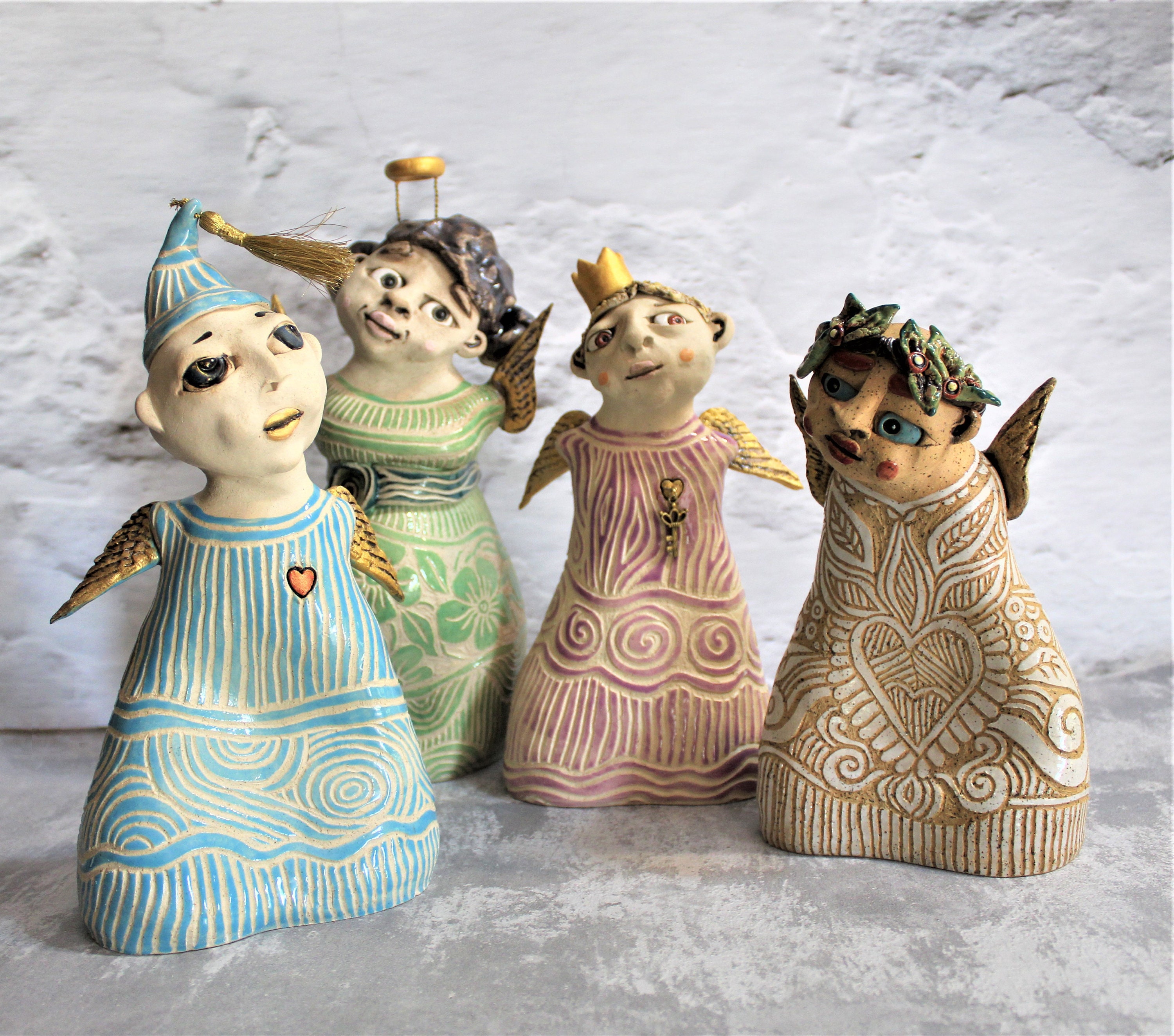 Ceramic Figurine, Angel Figurine, Angel Art Sculpture, Ceramic Angel ...