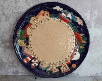 Large Ceramic plate, Serving plate, Holiday gift , Hand made pottery, Ceramic dish, Ceramics and pottery, Serving platter, Wedding gift