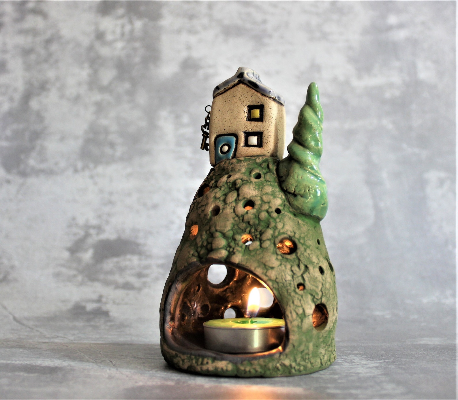 Ceramic House Candle Holder Pottery T Light Ceramic Cone Etsy