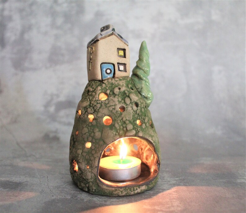 Ceramic House Candle Holder Pottery T Light Ceramic Cone Etsy
