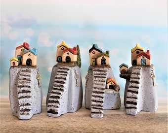 Miniature House, Unique Gift Idea, Small Clay House, Clay Gift, Tiny Ceramic House, Ceramic Village, House Warming Gift, Ceramic And Pottery