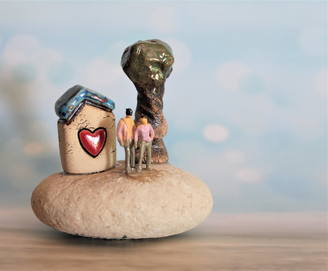 Ceramic Miniature Art, Miniature Sculpture of a Beach Scene Including ...