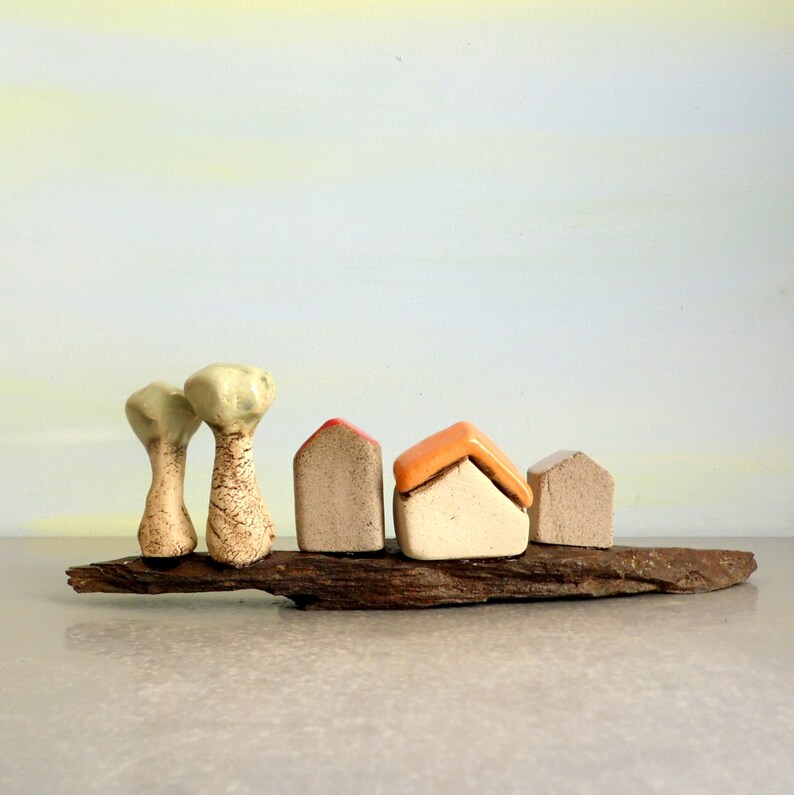 Rustic home decor Little ceramic sculpture Ceramic houses Etsy