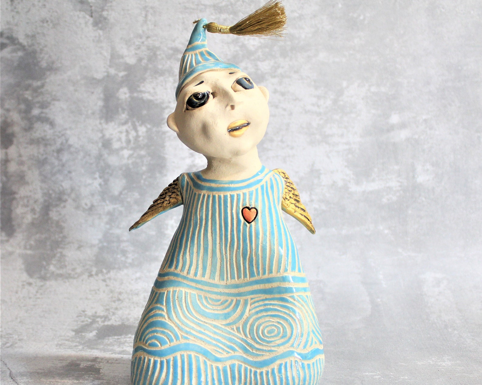 Blue Angel, Ceramic Sculpture, Fine Art Ceramics, Angel Statue, Angel ...