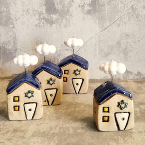 Jewish gifts , Jewish art , Israeli art , Hanukkah gift made in Israel, Ceramic house with Star of David , Israeli pottery