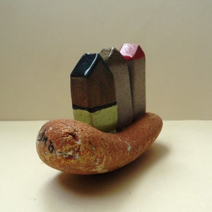 Handmade Miniature Ceramic House Sculpture, Rustic Home Decor
