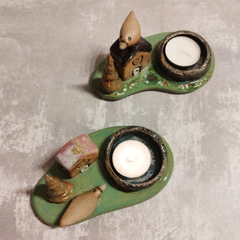 Small handmade dish for candle or jewelry keeping, Tea light holder, Small gift for her, Whimsical ceramic gift, Ring holder, Candle holder image 4