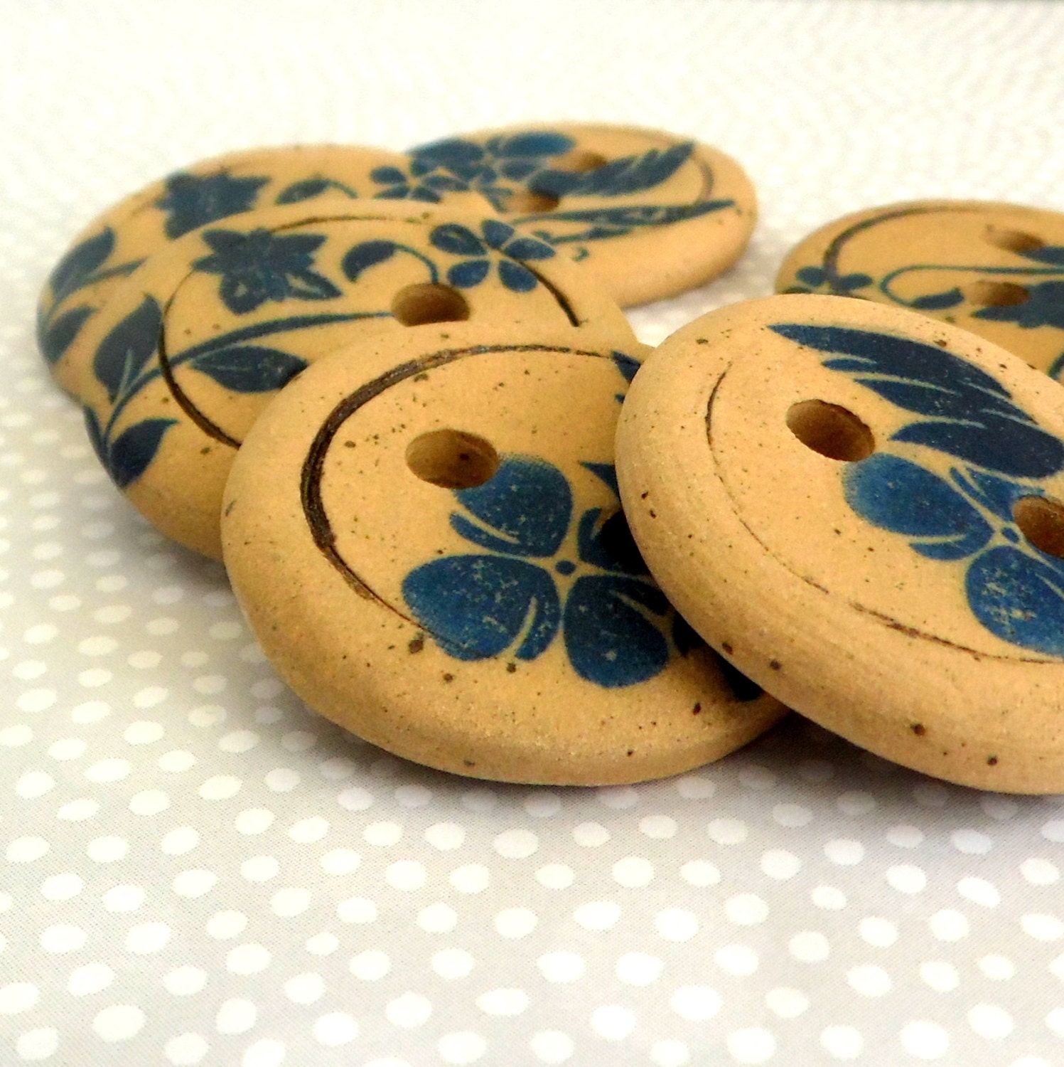 Set aus 6 große Keramik-Knöpfe in gelb und blau DIY | Etsy